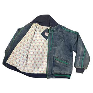 Vintage Weathered Blues Denim Jacket Floral Quilt Lined Women’s Medium 90s Zip